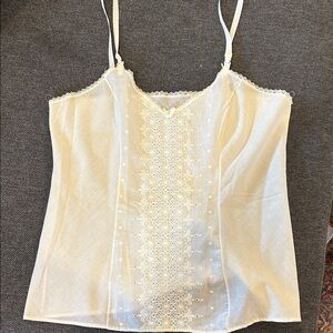 Vintage Elegant Cream Lace Trim Camisole
